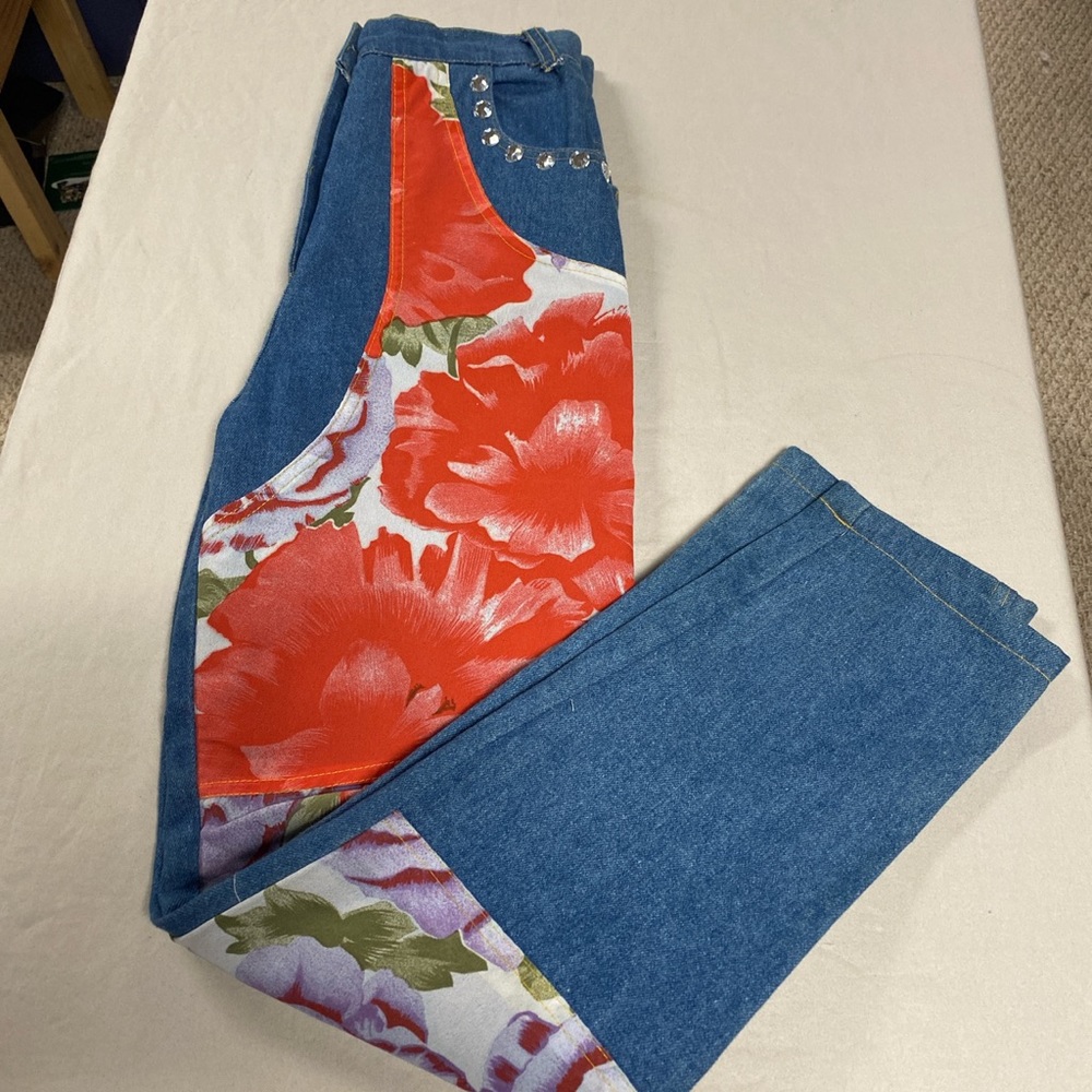 Vintage Floral High Waisted Jeans